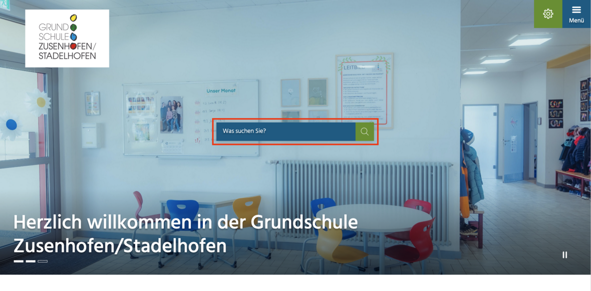 Suchfeld auf der Startseite