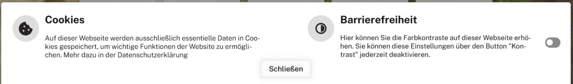 Cookie Hinweis Homepage