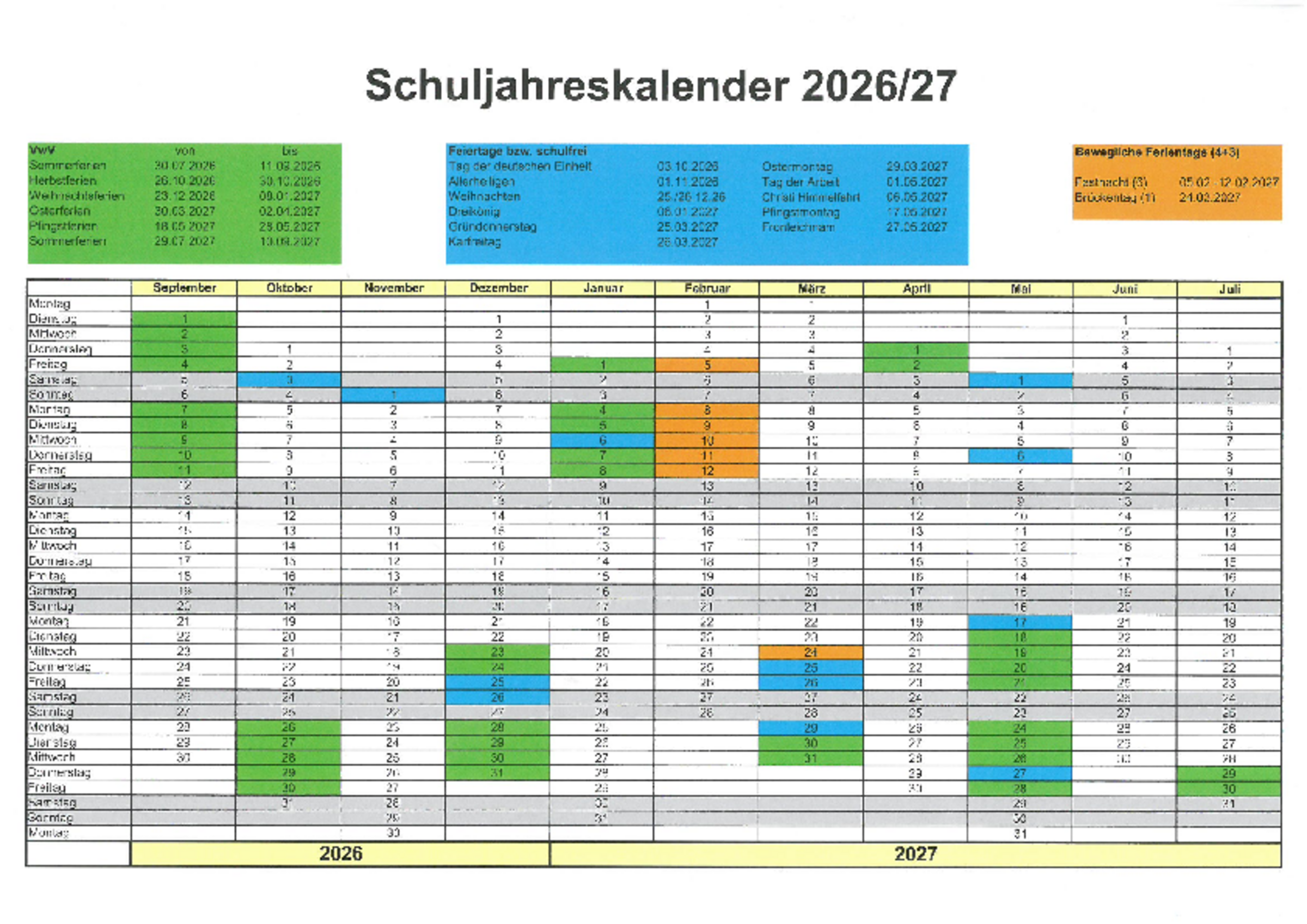 Ferienplan